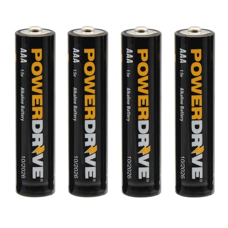 Powerdrive Alkaline Battery, AAA 1.5V DC 4 PK LR034B